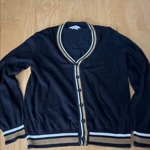 Women’s Black Cardigan with Contrast Trim